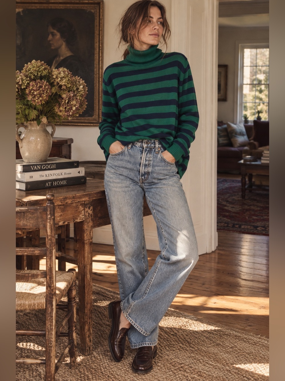L.L. Bean Wide-Leg Jeans in Light Blue Wash